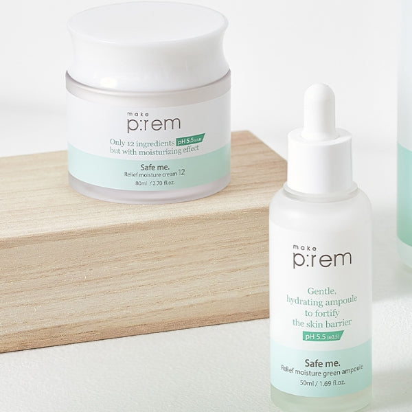 MAKE P:REM Safe Me Relief Moisture Ampoule&Cream Set | Kool Seoul
