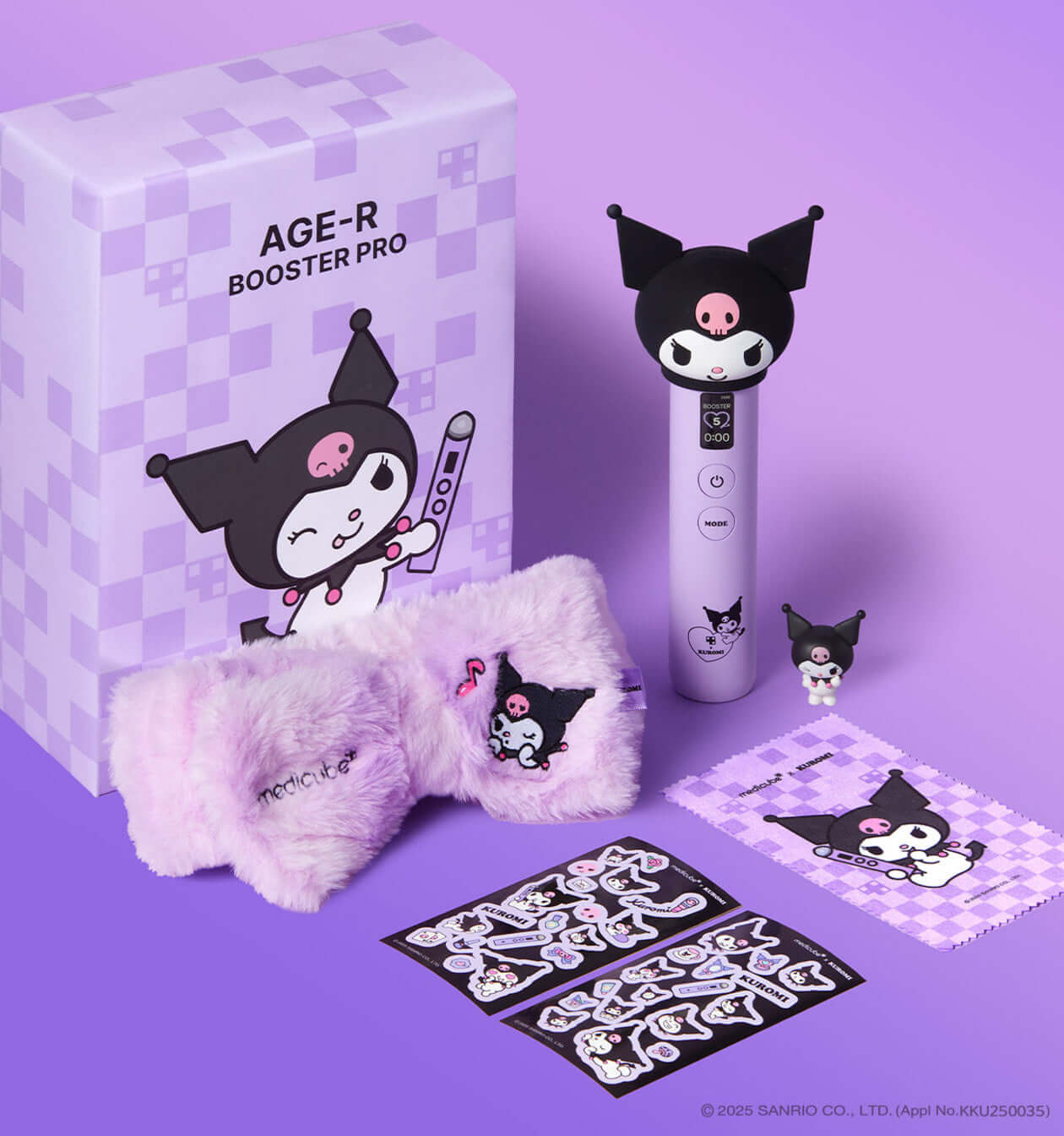 MEDICUBE AGE R Booster Pro Kuromi Edition - LIMITED skincare set with box, plush headband, and Kuromi-themed accessories