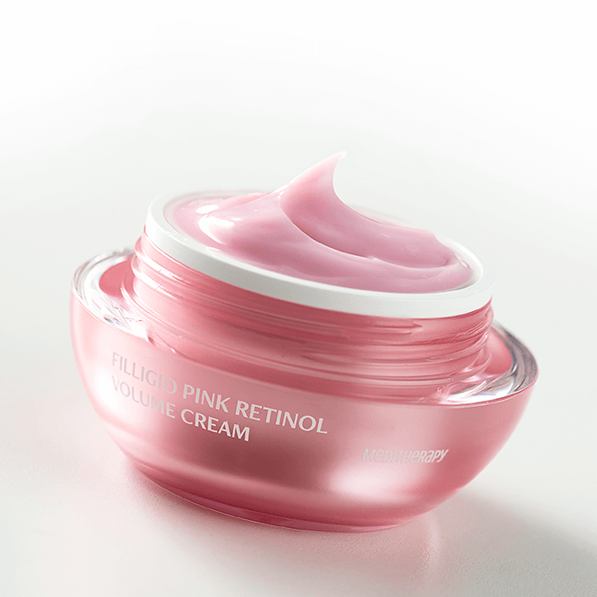 MEDITHERAPY Philizio Pink Retinol Volume Cream Single 50ml in open jar with smooth creamy texture.