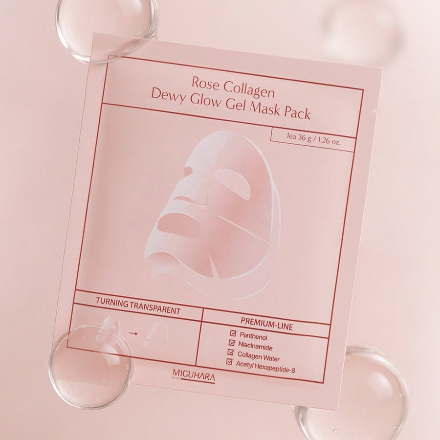 Miguhara Rose Collagen Dewy Glow Gel Mask Pack 5 Sheets