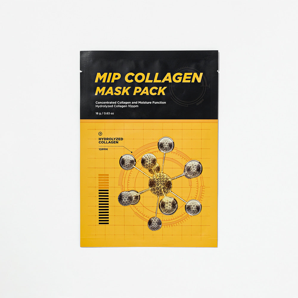 MIP Collagen Mask Pack 20 Sheets by Gentleman Korea — men's Korean skincare sheet mask, yellow-black package, collagen hydration for gentlemen