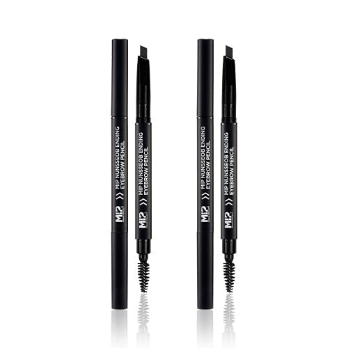MIP Nunsseob Ending Eyebrow Pencil for men by Gentleman Korea – waterproof angled tip and spoolie, natural brown eyebrow shaping