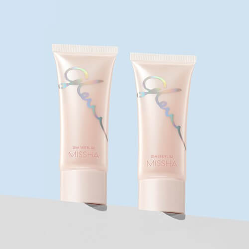 Image of MISSHA Glow Skin Balm 20ml showcasing two tubes with a light blue background.