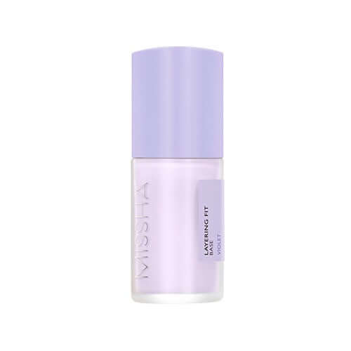 MISSHA Layering Fit Base 35ml bottle with violet cap, perfect for makeup priming and smooth skin application.