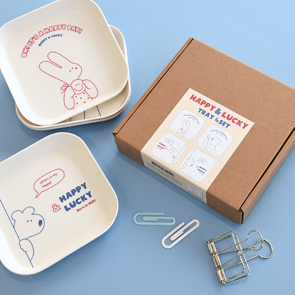 MONOLIKE Happy And Lucky Square Tray Set | Kool Seoul