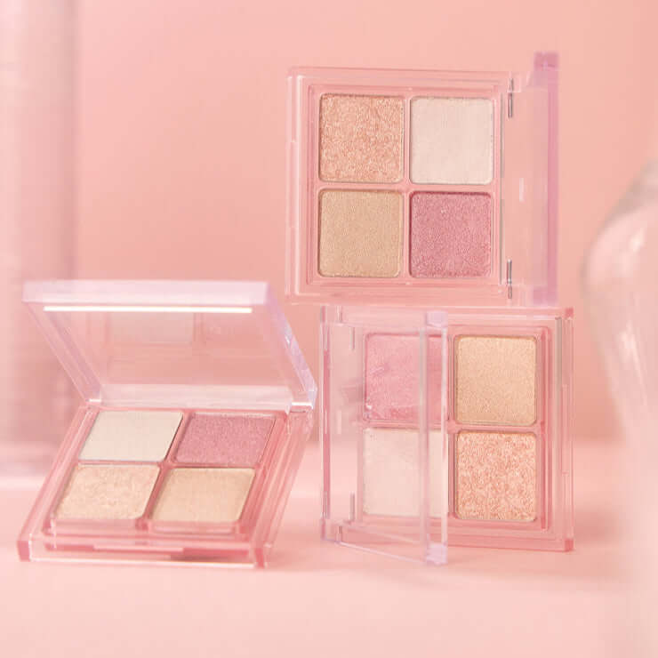 MUDE Full bloom Glow Palette showcasing vibrant shades on a pink background.
