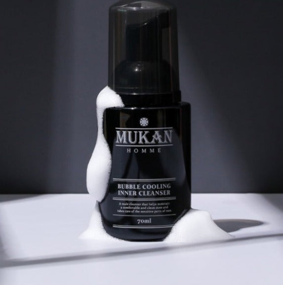 MUKAN Homme Bubble Cooling Inner Cleanser 70ml bottle with foam