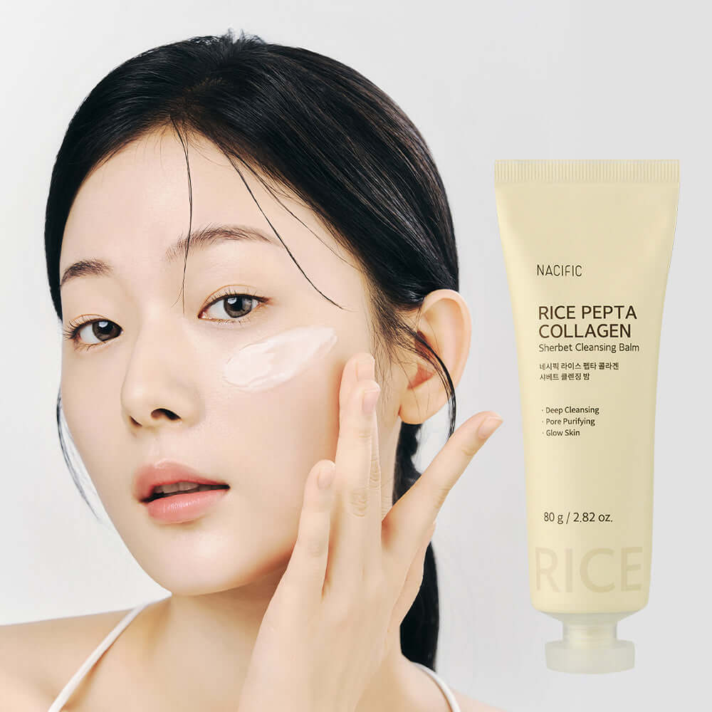 NACIFIC Rice Pepta Collagen Shavette Cleansing Balm 80g used by woman for skincare