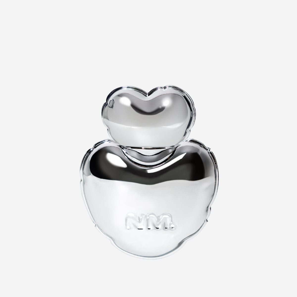 NAMING Blurry Heart Lip Tint silver bottle in a heart shape on a plain background.