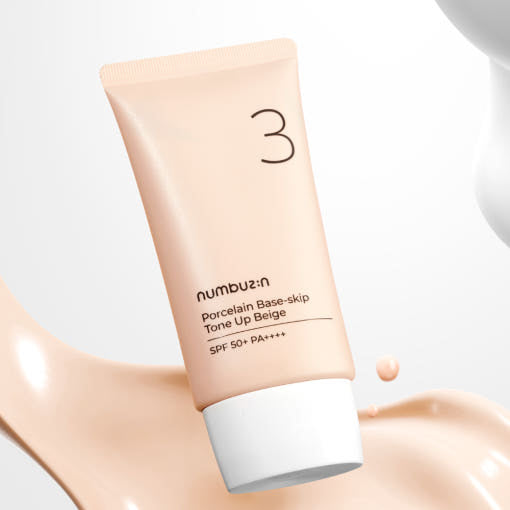 NUMBUZIN No.3 Porcelain Base-Skip Tone Up Beige SPF50+ PA++++ disponible sur Ma petite Coree, ton Eshop 100% K-beauty en direct de Seoul