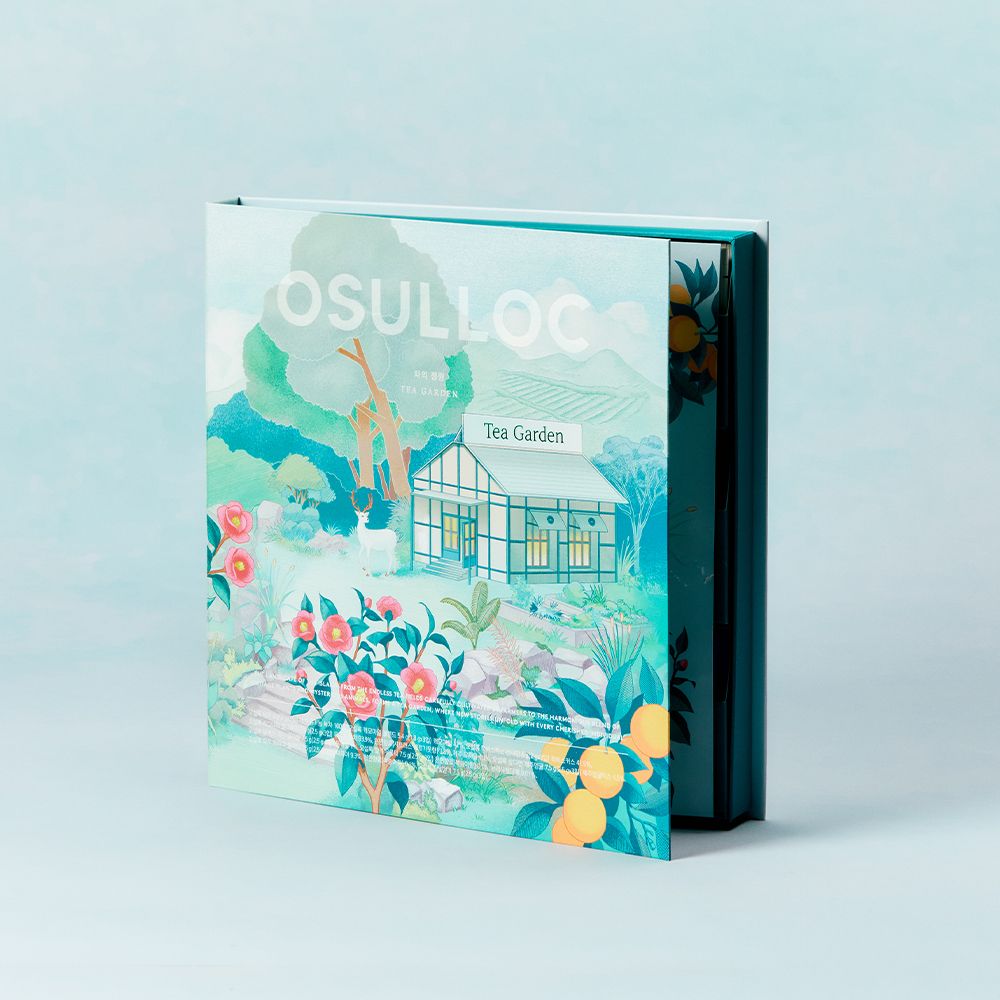 OSULLOC Tea Garden Set 2025 box with vibrant nature illustration.