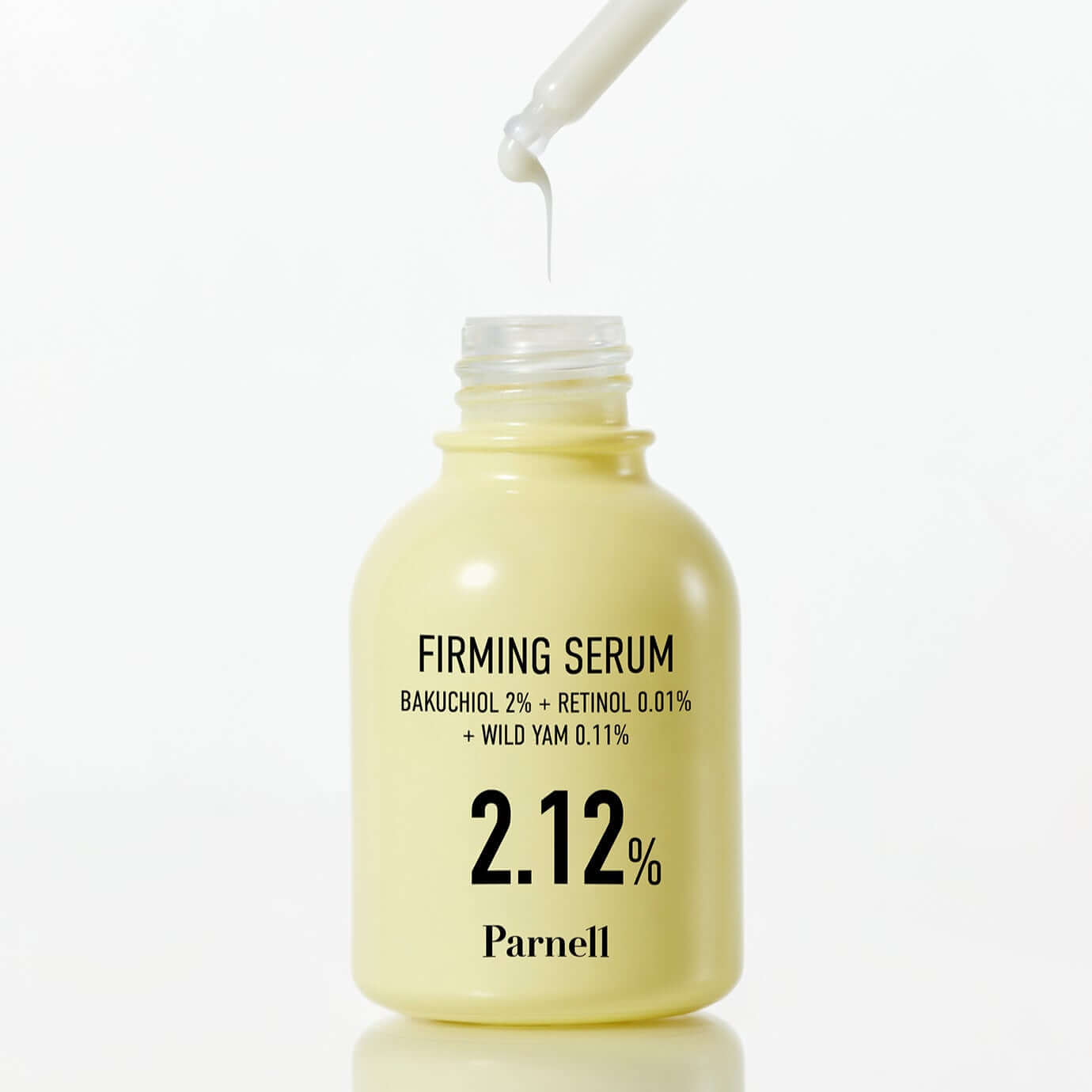 PARNELL Bakuchiol Wild Yam 2.12 Firming Serum 30ml with dropper on white background
