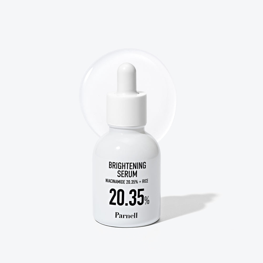 PARNELL Niacinamide 20.35 Rice Brightening Serum 30ml bottle on white background