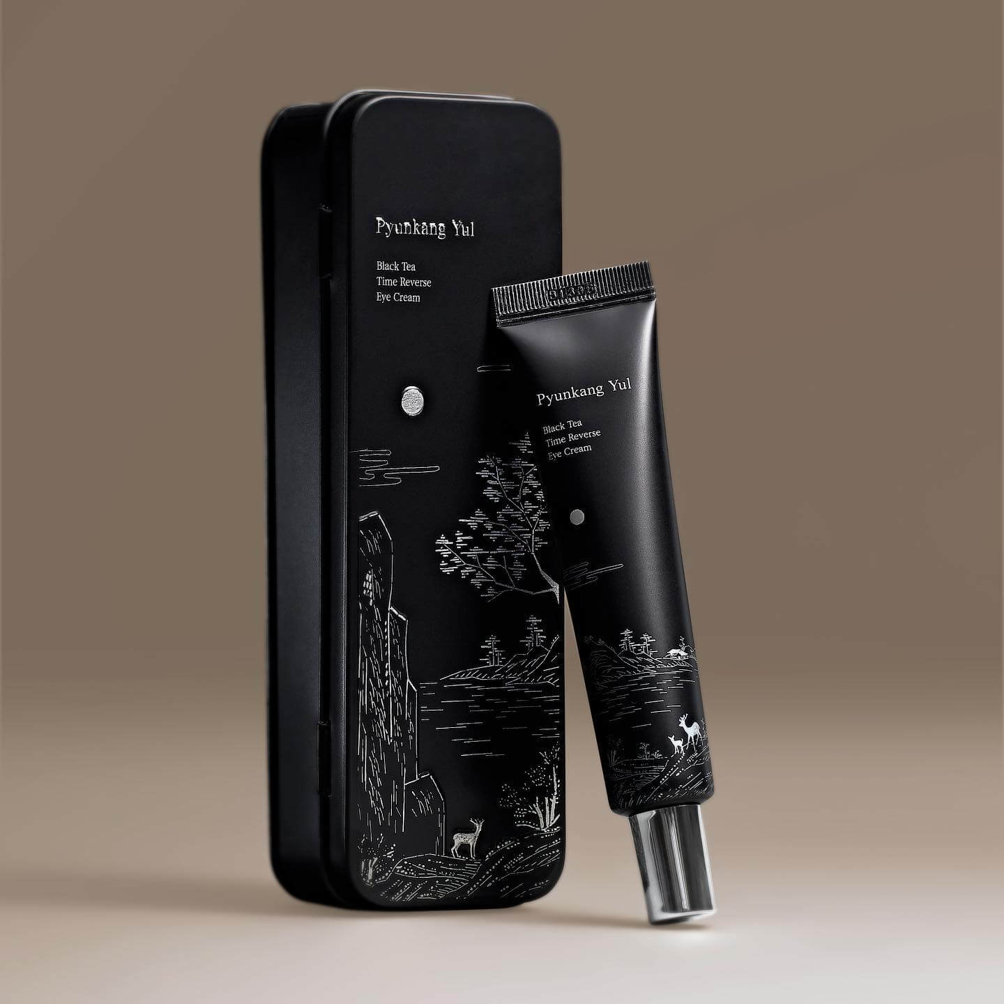 PYUNKANG YUL Black Tea Time Reverse Eye Cream 25ml in elegant black packaging