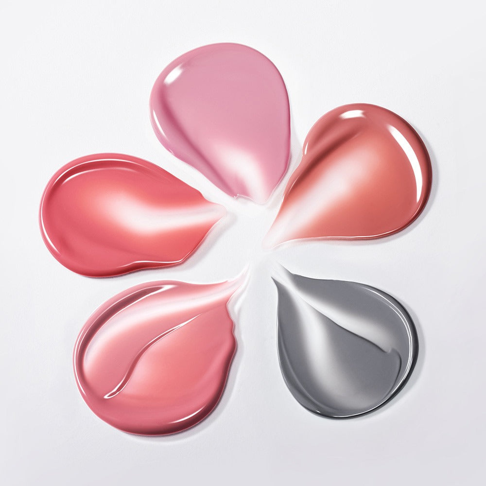 Color swatches of ROMAND x Joanne Friends The Juicy Lasting Tint in varied shades on a white background.