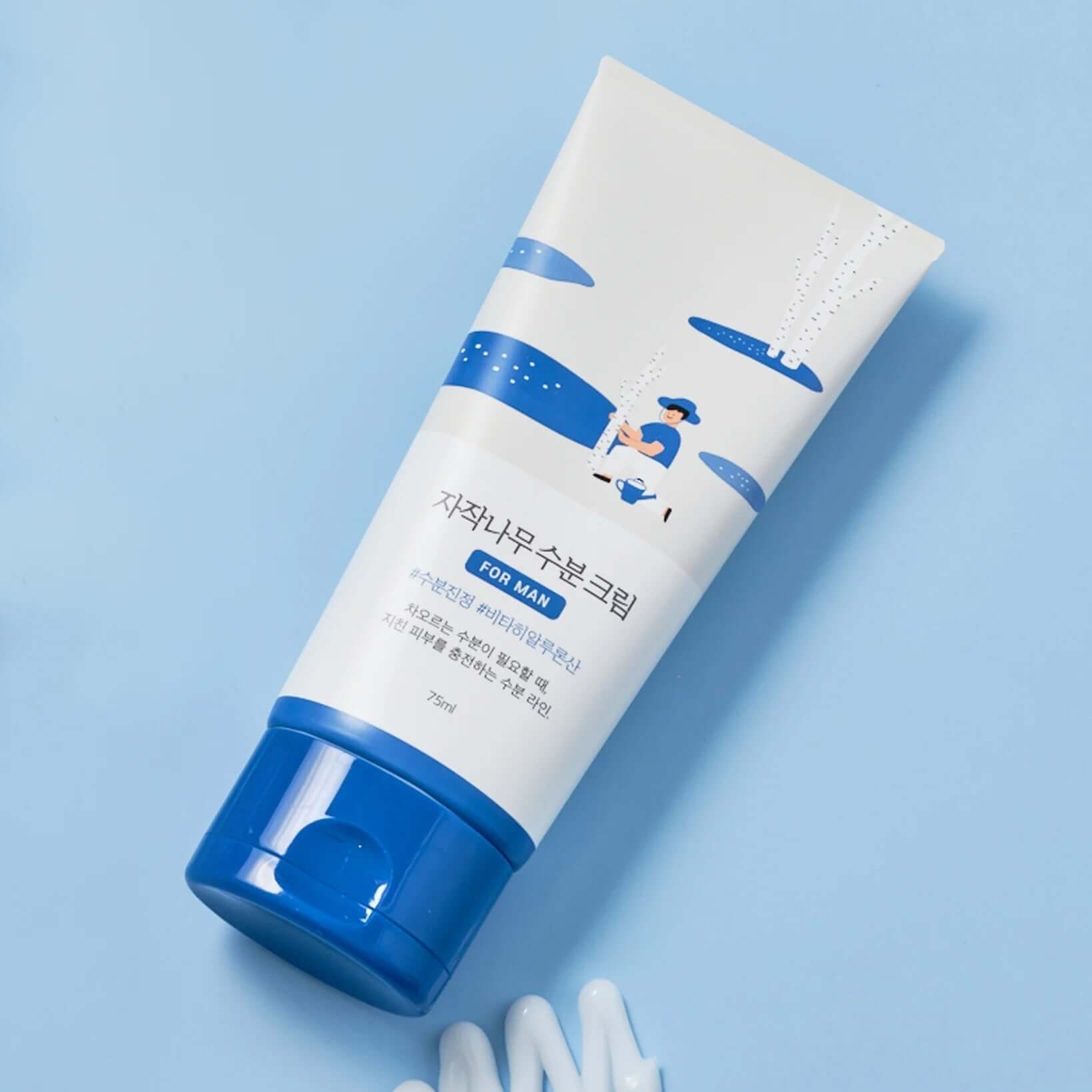 ROUND LAB For Men Birch Moisture Cream 75ml on blue background