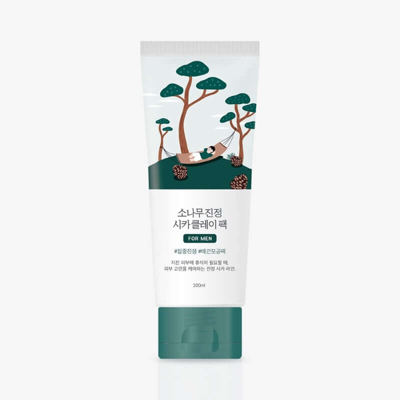ROUND LAB For Men Pine Calming Cica Clay Pack 100ml - soothing clay mask for men with pine extract