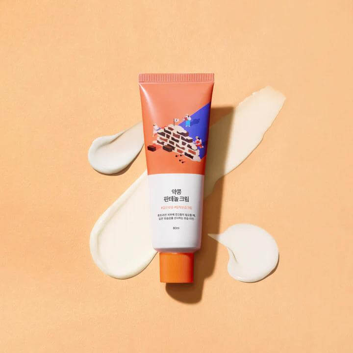 ROUND LAB Yakkong Panthenol Cream 80ml tube on a creamy background