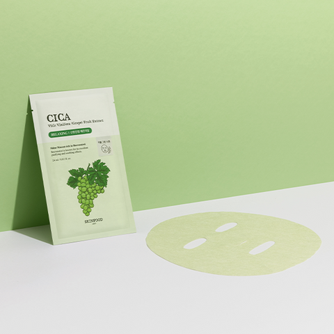 SKINFOOD Shine Muscat Cica Mask on display against a light green background