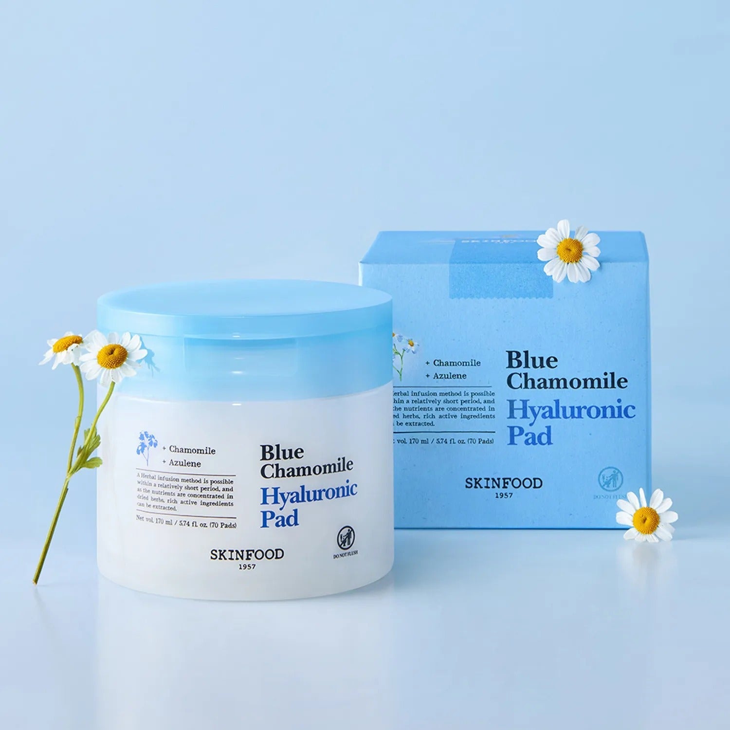 SKINFOOD Blue Chamomile Hyaluronic Gel Pads 70 Sheets