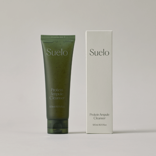 Image of SUELO Protein Ampoule Gel Cleansing Foam with tube and packaging displayed.