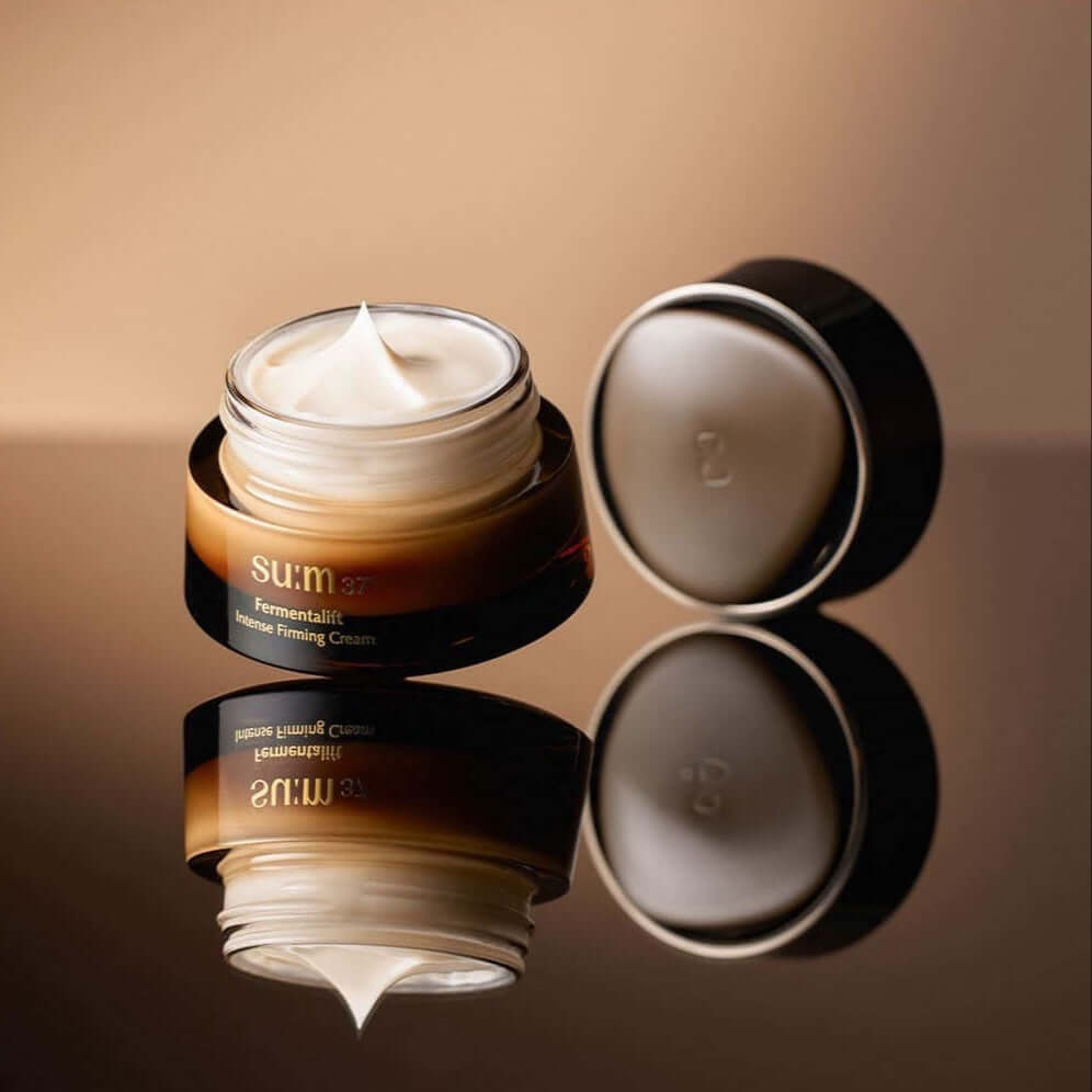 SU:M37 Fermentalift Intense Firming Cream 50ml jar with lid in elegant setting