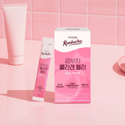 TEAZEN Kombucha Collagen Peach Jelly 30 Sticks | Kool Seoul