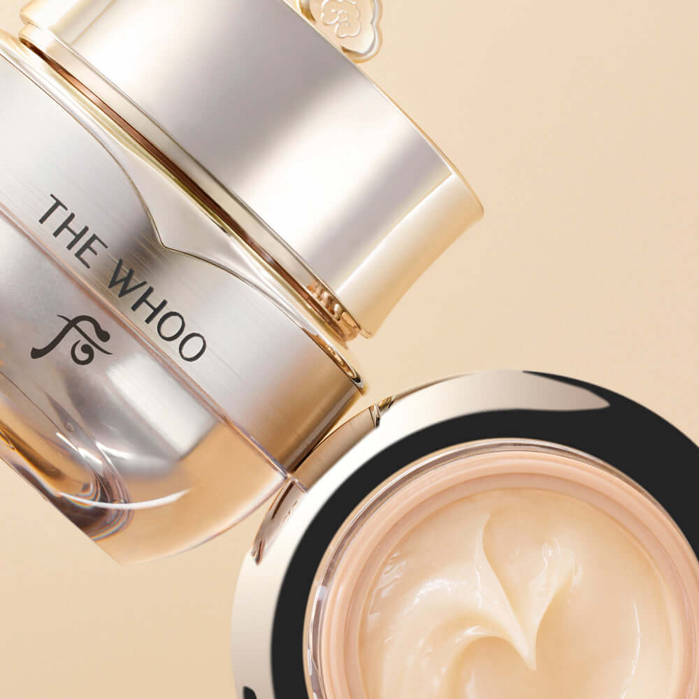 THE WHOO Cheongidan Hwahyun Radiance Eye Cream 20ml jar open showing cream texture