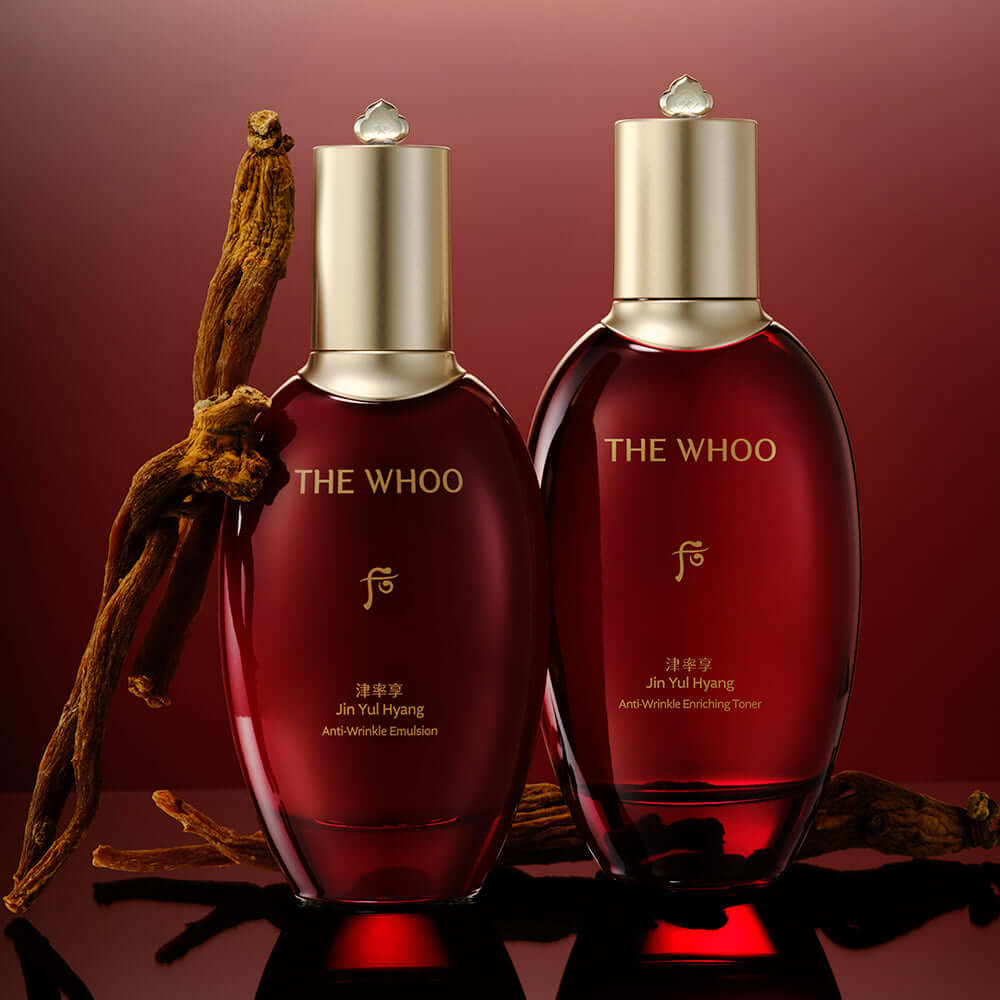 THE WHOO Jin Yul Hyang Anti-Wrinkle Enriching Toner 150ml with bottle design and ginseng accents
