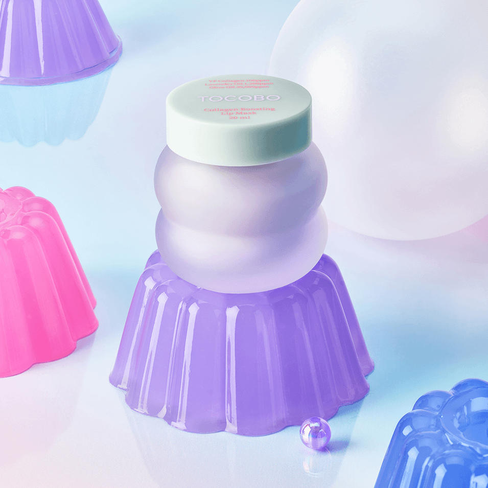 TOCOBO Collagen Boosting Lip Mask displayed with colorful jellies