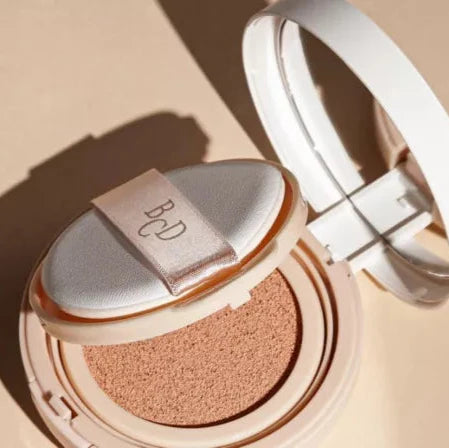 TONY MOLY BC Dation Soothing Cover Cushion open compact showing makeup and applicator sponge.