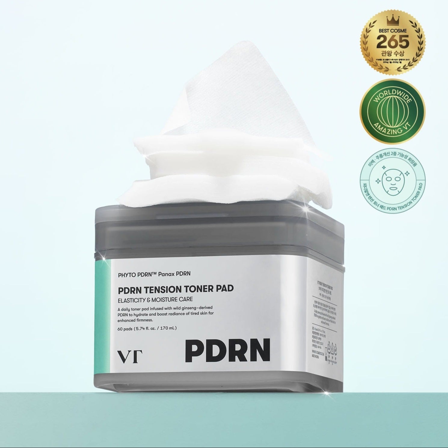 VT COSMETIC PDRN Tension Toner Pads 60 Sheets