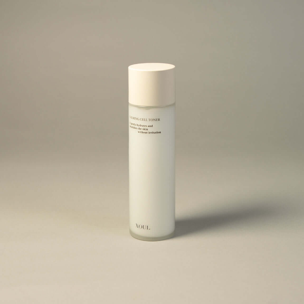 XOUL Calming Cell Toner 130ml in white bottle with beige cap, isolated on light background. XOUL Calming Cell Toner 130ml product image.