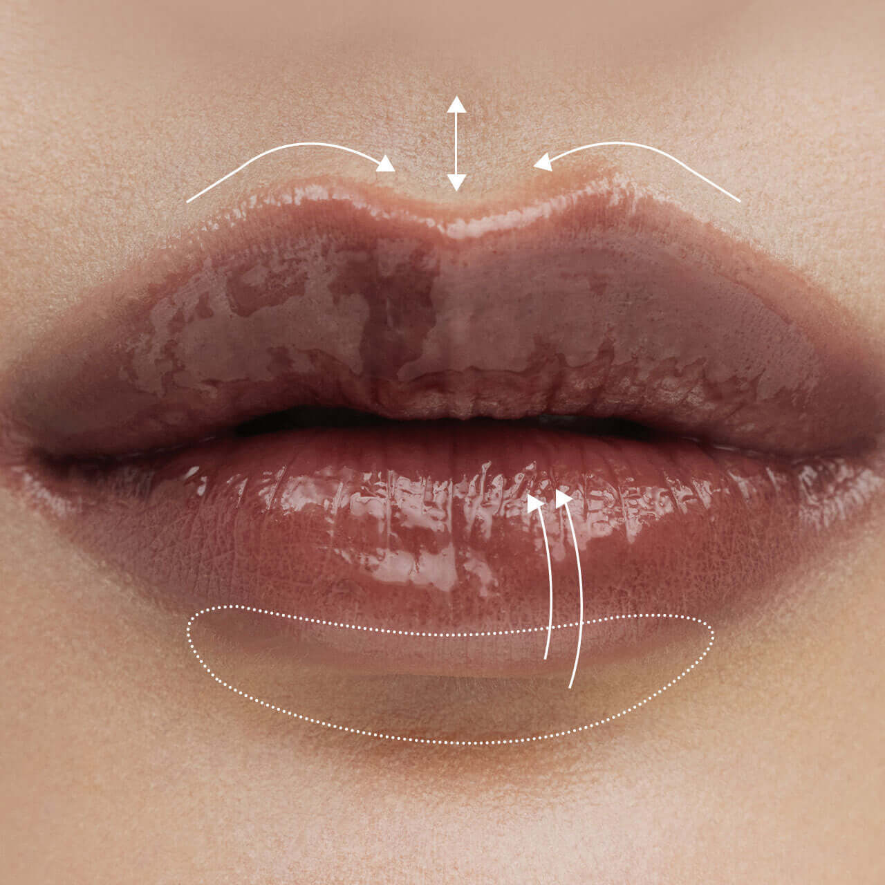 Close-up of lips with XOUL Lip Line Tattoo enhancing lip definition with natural color.