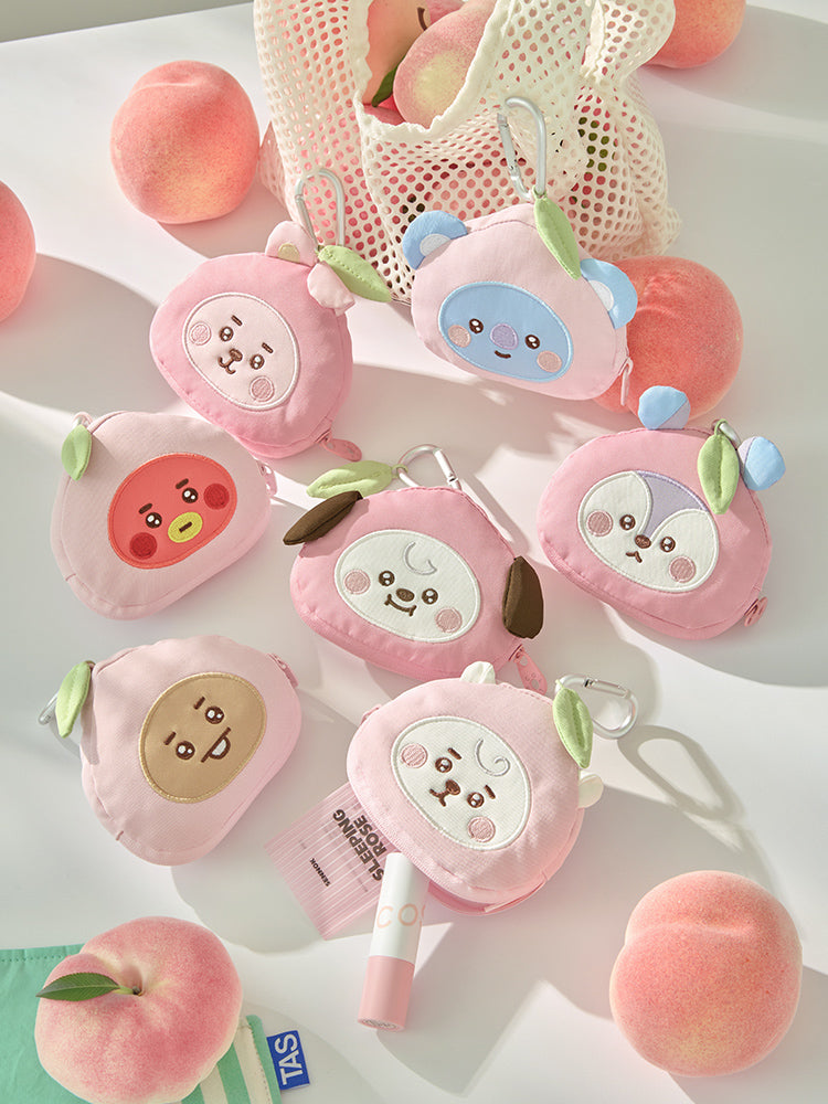 BT21 PEACH HOLIC FACE POUCH KEYRING