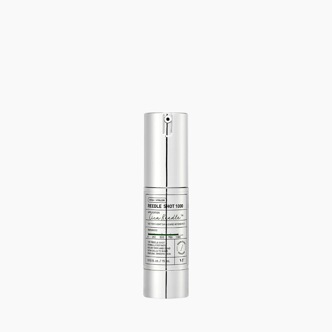 VT COSMETICS Reedle Shot® bottle on a white background for skincare routine.
