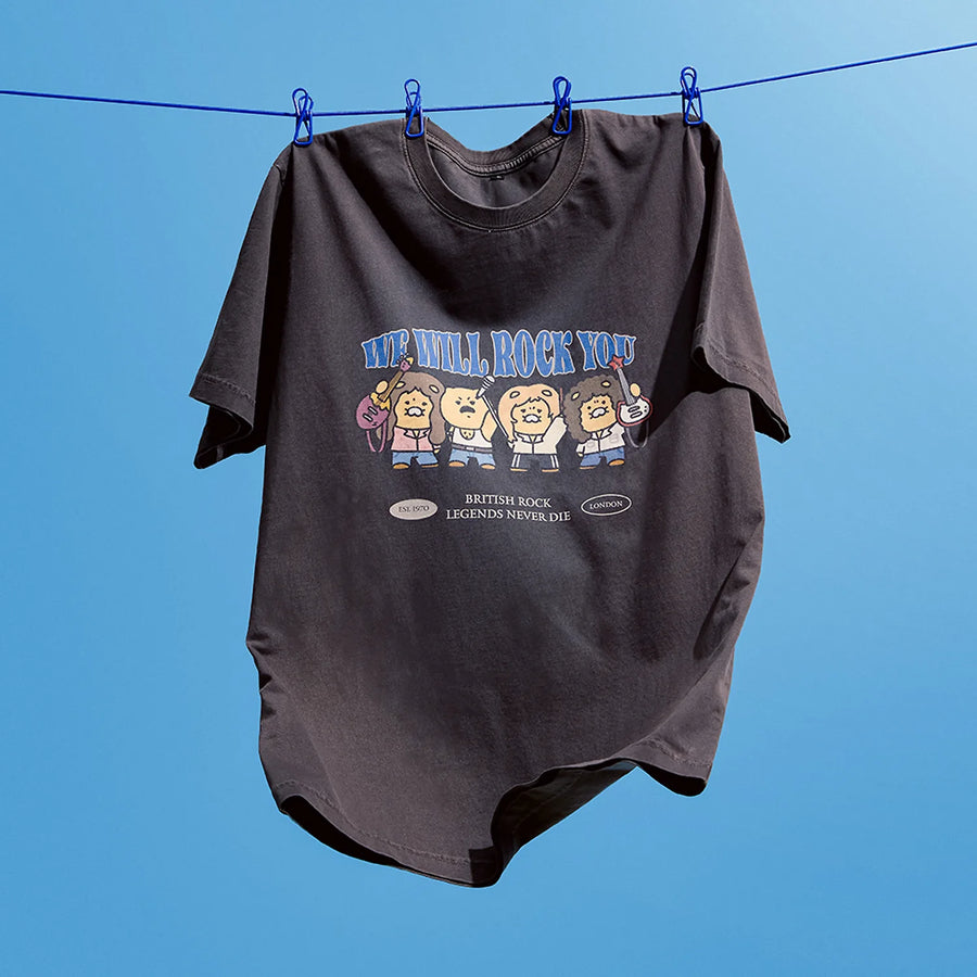 T-Shirt Queen X Friends Rock Charcoal Chunsik - Kakao Friends
