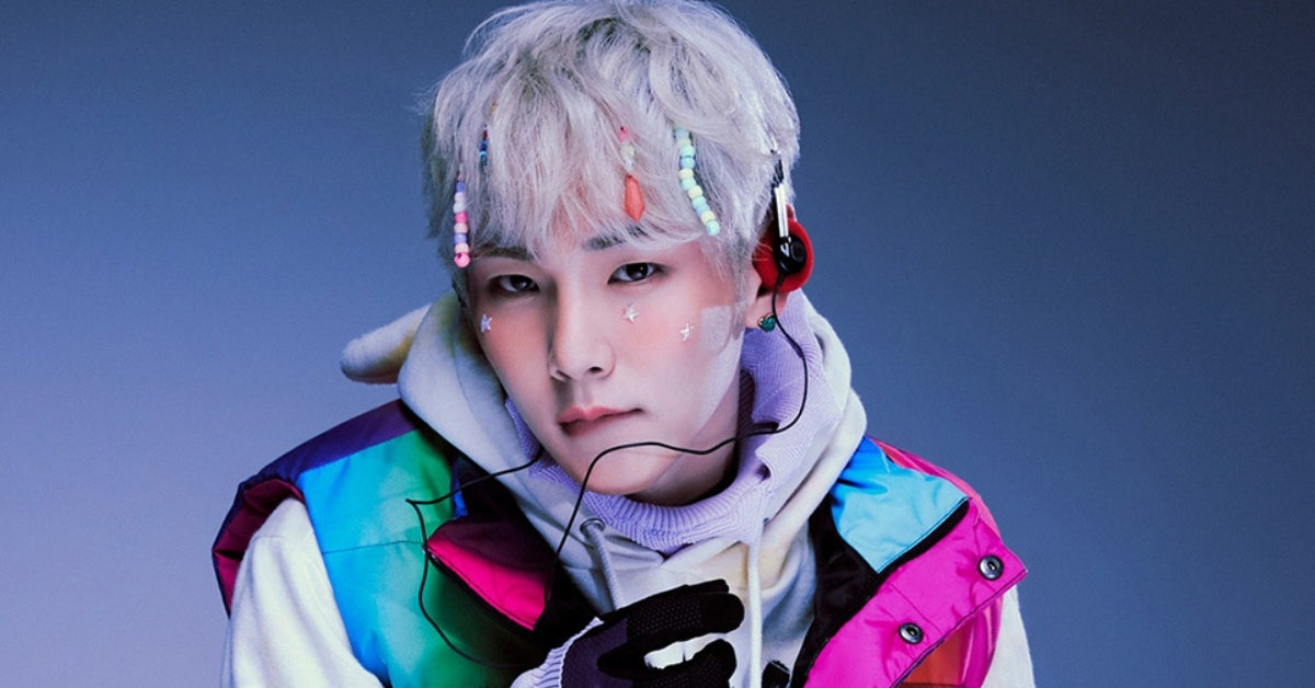 K-Pop idol with colorful outfit and headphones, part of "KEY to Stardom: Dive into the Dazzling World of K-Pop's Ultimate Performer!"