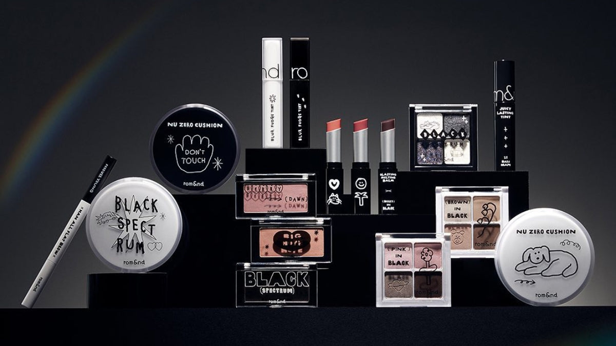 ROMAND beauty products showcase, featuring makeup items in "Exploring ROMAND The Artistry of Korean Beauty" article.
