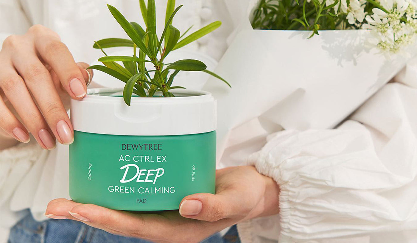 Discover DEWYTREE: The Korean Skincare Brand Merging Nature and Science for Radiant Skin, featuring DEWYTREE Deep Green Calming Pad.