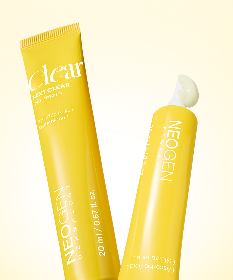 NEOGEN Next Clear Eye Cream 20ml product packaging with yellow tubes.
