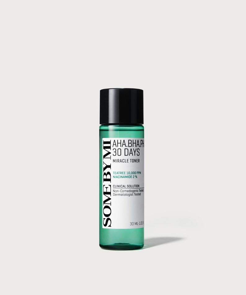 SOME BY MI AHA.BHA.PHA miracle toner bottle on white background
