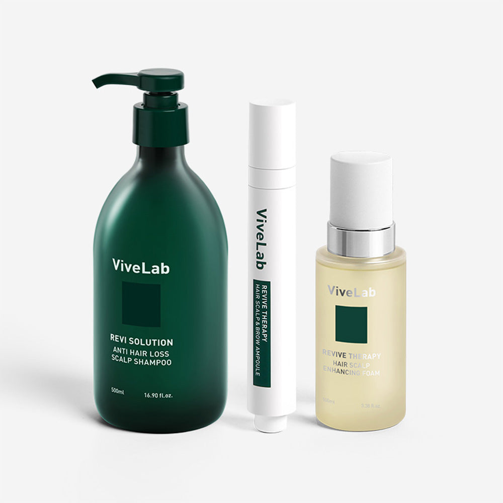 VIVELAB Revive Therapy Ampoule, Enhancing Foam & Shampoo 3-Piece Set - Korean hair care set