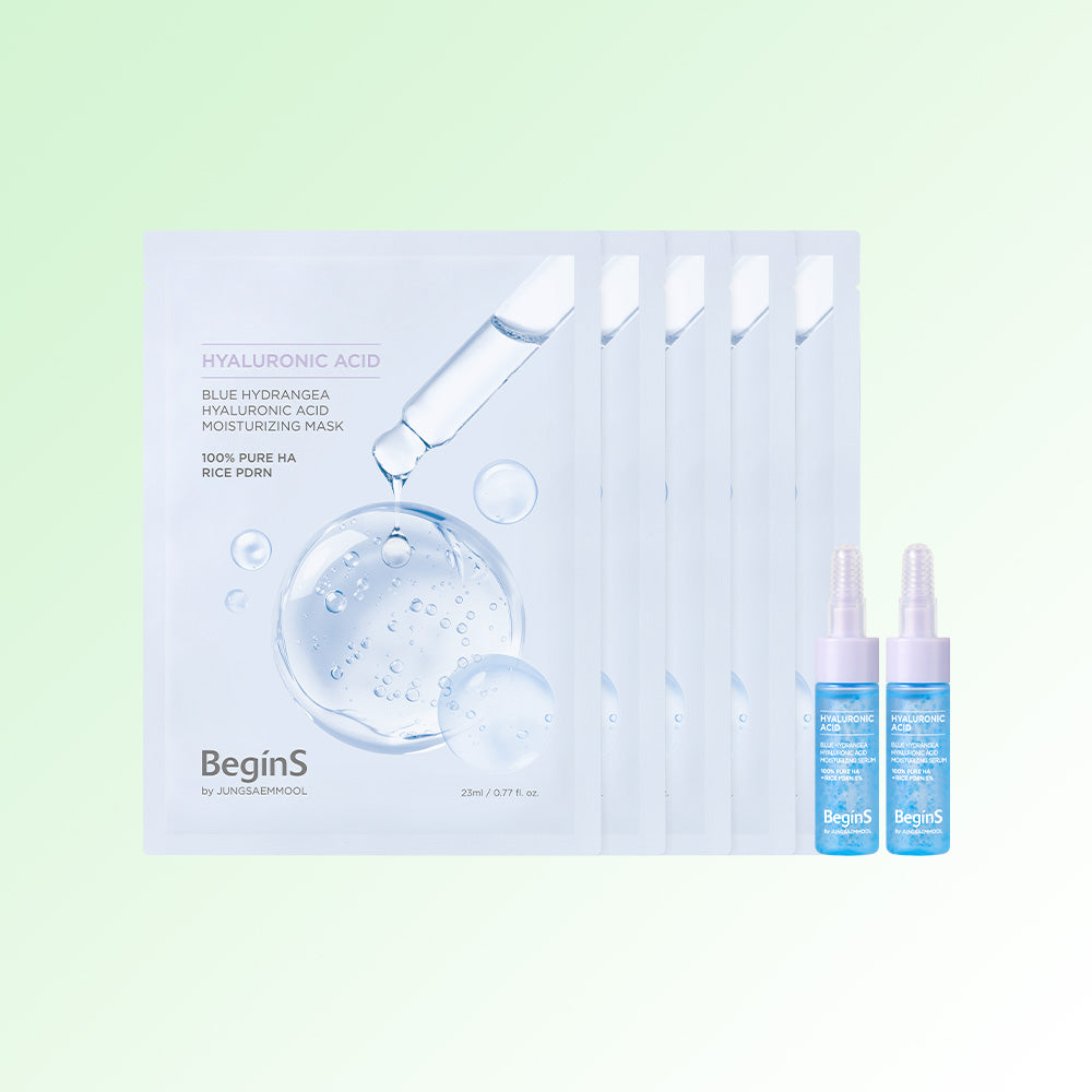 JUNG SAEM MOOL BeginS Blue Hydrangea Hyaluronic Acid Moisturizing Mask - Korean sheet mask