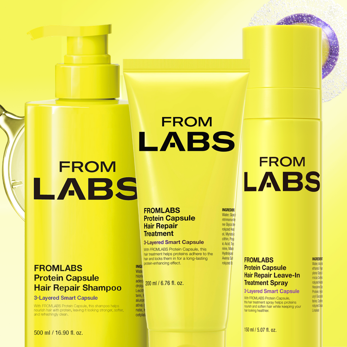 FROMLABS Protein Capsule Hair Repair 3-Piece Set - Korean hair care set