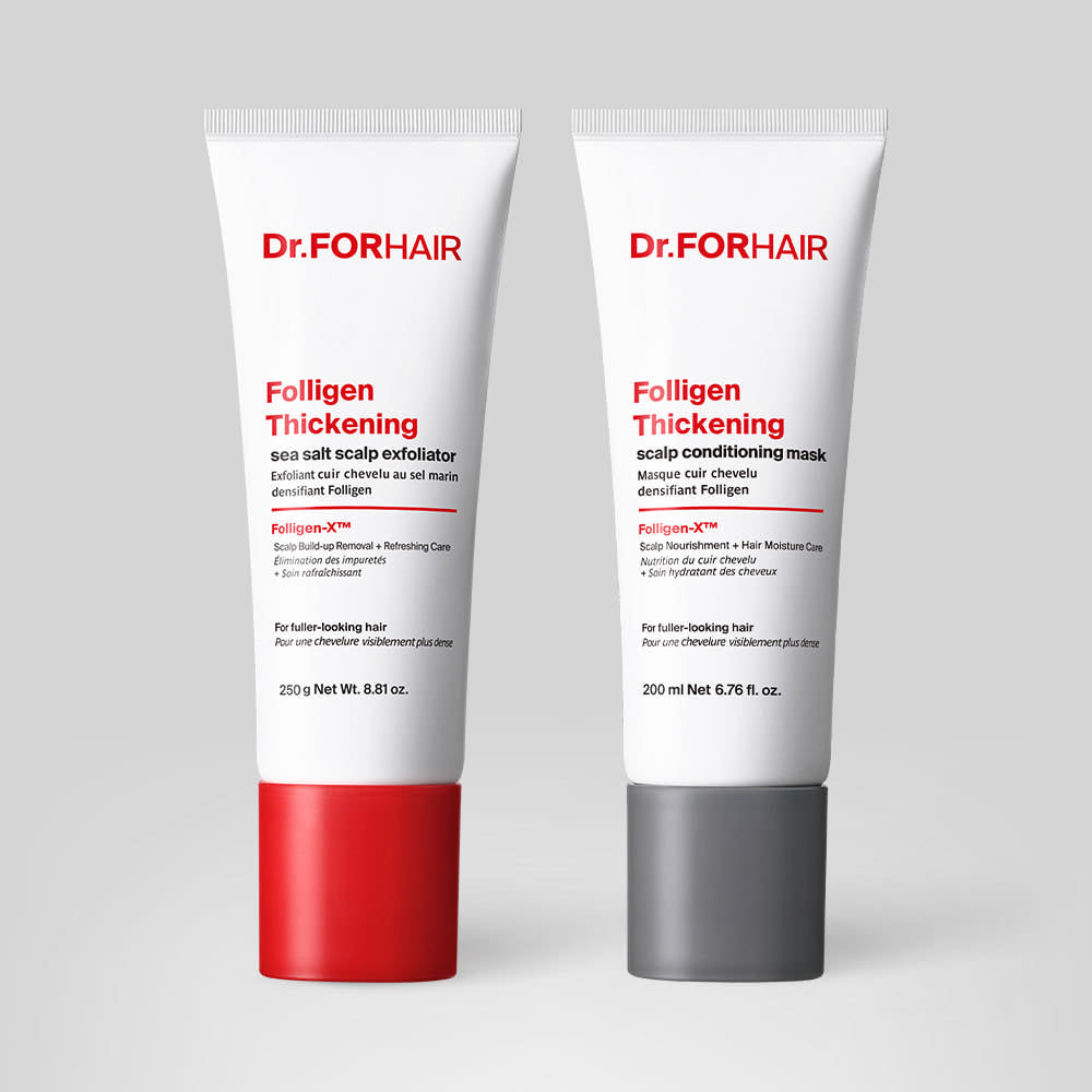 DR.FORHAIR Folligen Thickening Sea Salt Scalp Exfoliator & Conditioning Mask Set - Korean hair care set