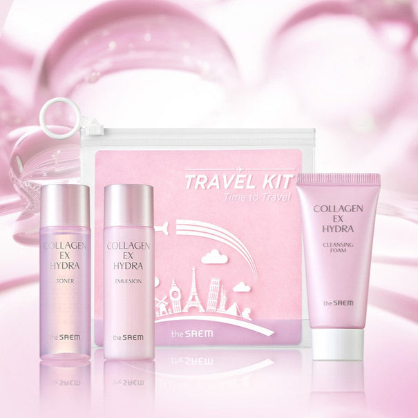 THE SAEM Collagen EX Hydra Travel Kit (Toner+Emulsion+Cleansing Foam) available on Koolseoul.com, your Korean Eshop from Seoul !