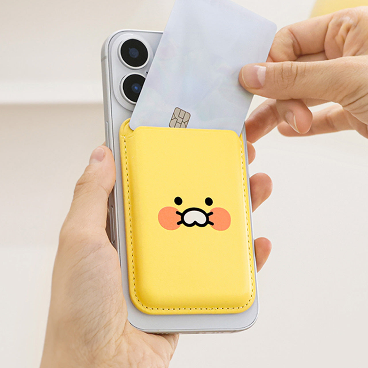PU Porte-Cards Yellow Chunsik Wallet - Authentic Kakao Friends from Korea | Koolseoul