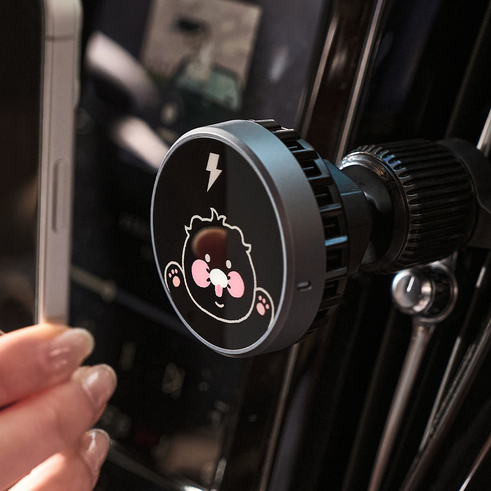 Black Qi2 Car Chargeur Chunsik - Korean kawaii Kakao Friends | Koolseoul