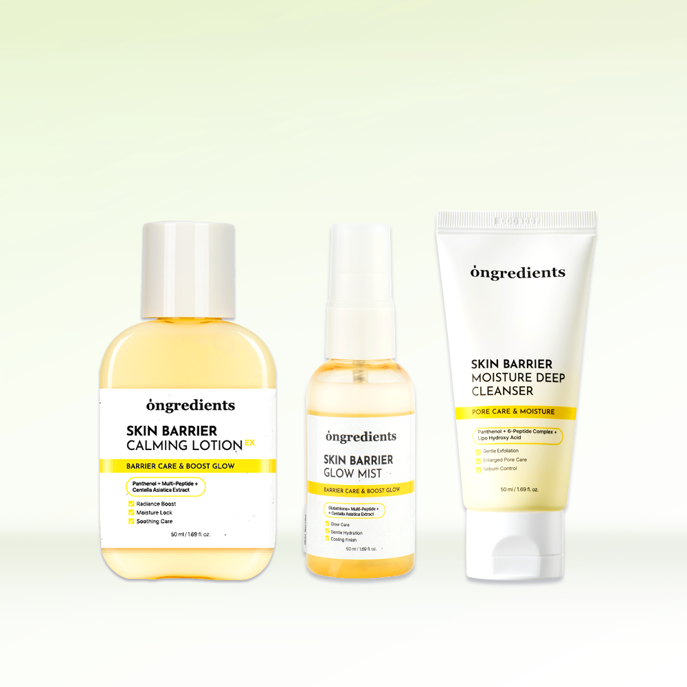 ONGREDIENTS Calming Lotion EX, Glow Mist & Moisture Deep Cleanser Mini Trio Set - Korean skincare set